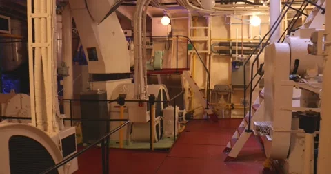Explore the Intricate Machines Room in La Rochelle's Ship Museum Stock Footage 328332678