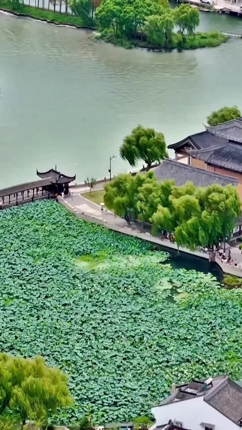 Explore Jinxi Town in Suzhou with drone views of the landscape and rivers Vídeos de archivo 335075661