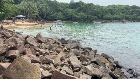 Explore Jungle Beach in Sri Lanka: Lush Coastline and Crystal Waters Stock Footage 301341754