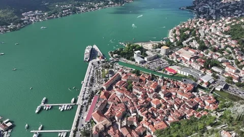 Explore Kotor Old Town from above, showcasing its stunning architecture and Stock Footage 287781276