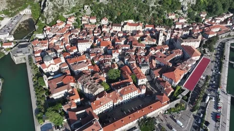 Explore Kotor Old Town from above: Aerial views of historic architecture and Stock Footage 287781436