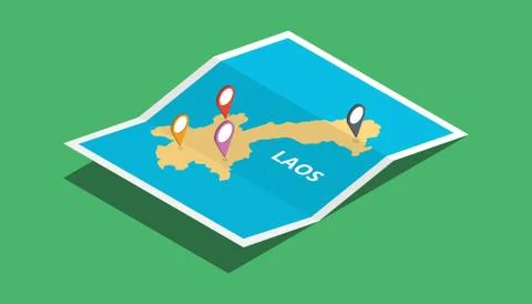 Explore laos nations maps with folding map and pin location Stock Illustration