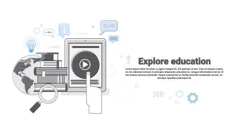 Explore Learning Training Courses Education Thin Line イラスト素材