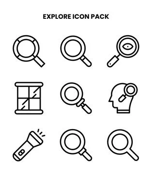 Explore Line Design Icons Pack Stock Illustration