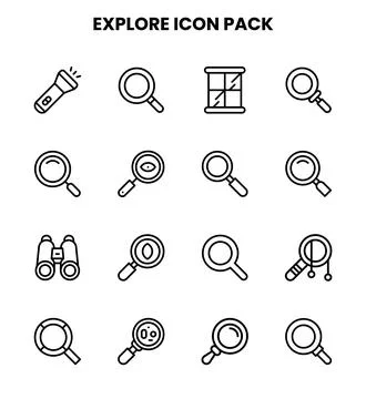 Explore Line Design Icons Pack Stock Illustration