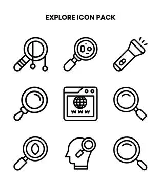 Explore Line Design Icons Pack Stock Illustration