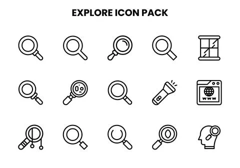 Explore Line Set Icons Pack Stockillustratie