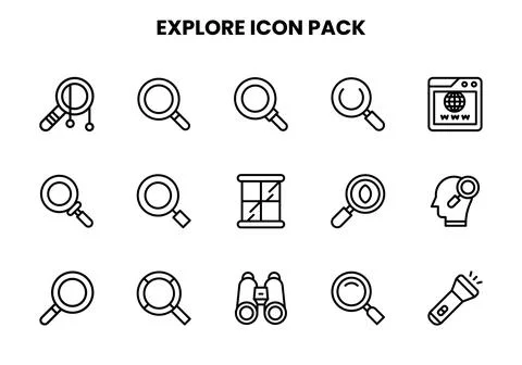 Explore Line Vector Icons Pack Stock Illustration