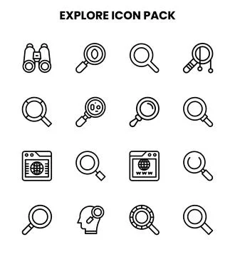 Explore Line Vector Icons Pack Stock Illustration