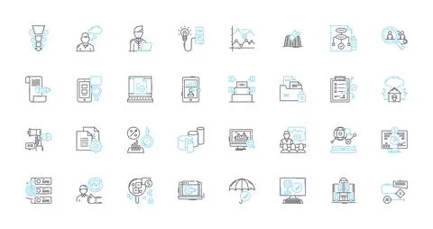 Explore linear icons set. Adventure, Journey, Wanderlust, Travel, Discovery Stock Illustration