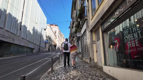 Explore Lisbon Walking Tour Natural Experience Stock Footage 340585929