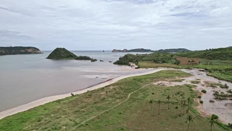 Explore lombok island's pristine nature with aerial views of cliffs and oceans Video stock 313376029