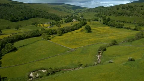 Explore lush green valleys filled with blooming wildflowers Stock Footage 320262907