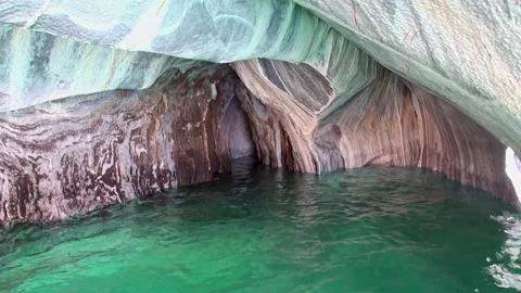 Explore Marble Caves with turquoise waters in a stunning underground setting Stock Footage 298861216