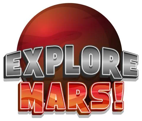 Explore Mars word logo design Stock Illustration