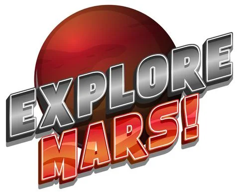 Explore Mars word logo design Stock Illustration