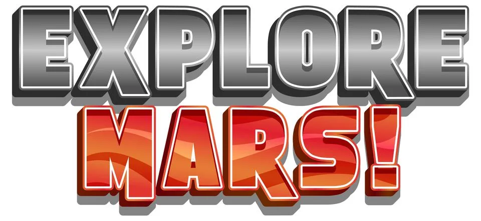 Explore Mars word logo design Stock Illustration