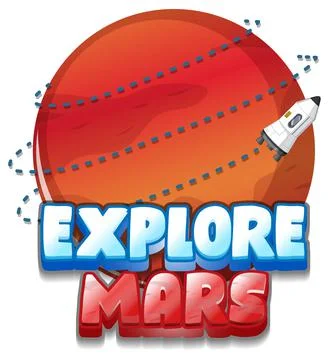 Explore Mars word logo design Illustrazione stock
