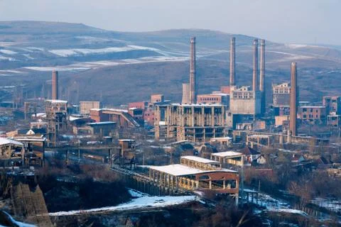Explore the massive metallurgy complex in Hunedoara,Romania,constructed during Stock Photos