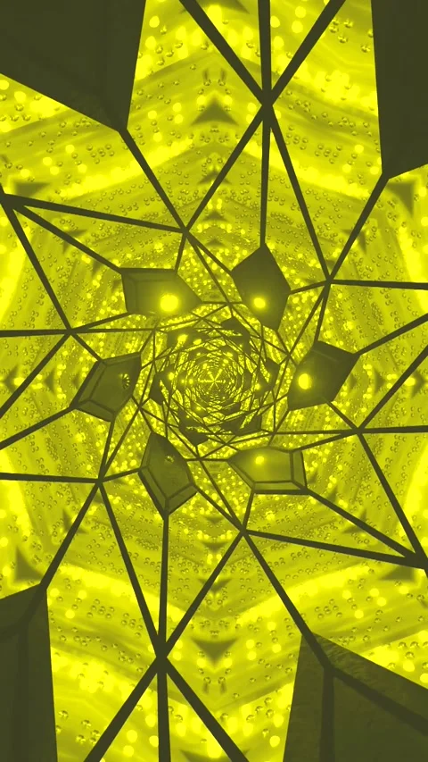 Explore mesmerizing tunnel animation with vivid yellow tones and Stock Footage 318178264