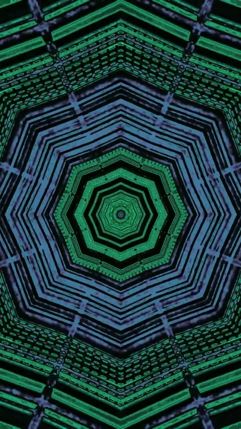 Explore the mesmerizing tunnel video loop featuring green geometric pattern.. Stock-Footage 321266188