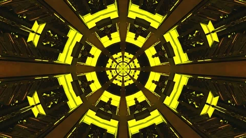Explore a mesmerizing tunnel visual loop with vibrant yellow and black patt.. Stock Footage 319419918
