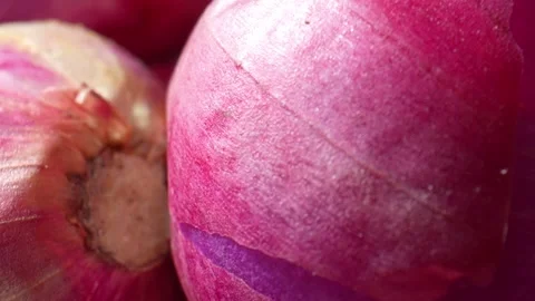 Explore the mesmerizing world of red shallots up close in macro video. Stock Footage 261294370