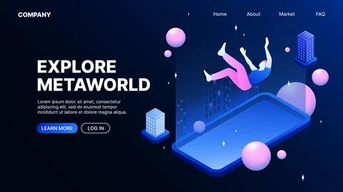 Explore Metaworld. Metaverse Development Landing Page Concept Stock Illustration