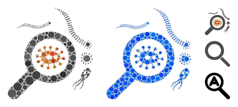 Explore Microbes Composition Icon of Round Dots Stock Illustration