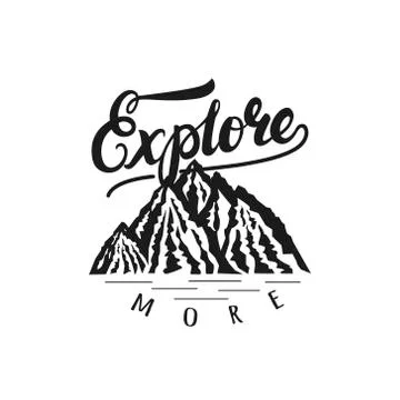 Explore more hand drawn lettering poster with mountains Ilustración de archivo