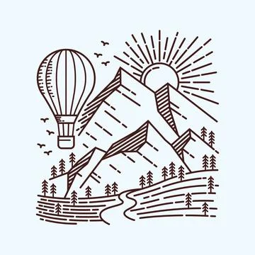 Explore more with hot air balloon line illustration Stock Illustration