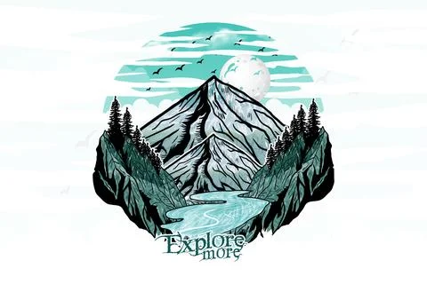 Explore more outdoor hand-drawn t shirt print illustration Stock Illustration