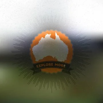 Explore more poster. Australia map with vintage style star burst on blurred イラスト素材
