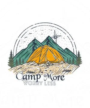Explore more worry less camping adventure t shirt design Stock Illustration