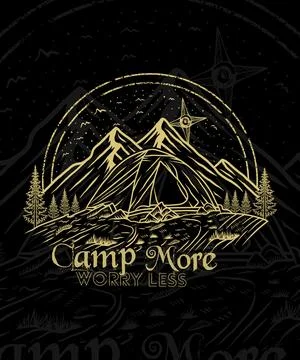 Explore more worry less camping line art adventure t shirt design Stock Illustration