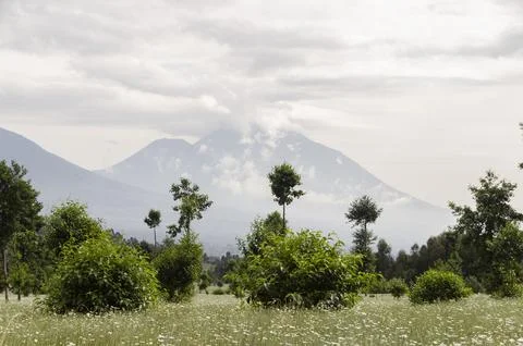 Explore Mount Bisoke in Rwanda during a hike Foto stock