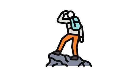 Explore mountain adventure color icon animation Stock Footage 326096736