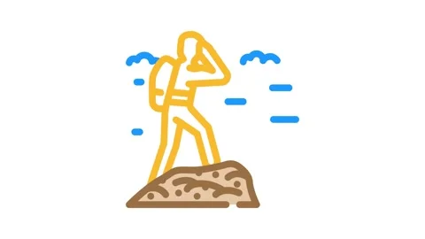 Explore mountain adventure color icon animation Stock Footage 327269065