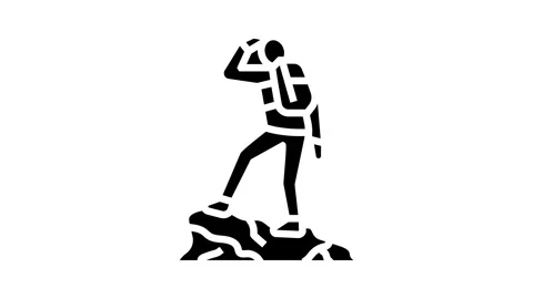 Explore mountain adventure glyph icon animation Stock Footage 326154985