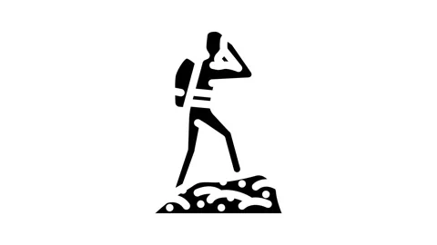 Explore mountain adventure glyph icon animation Stock Footage 326744655