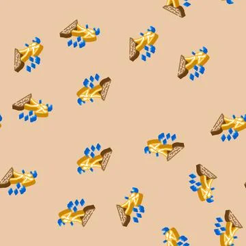 Explore mountain adventure isometric icon seamless pattern Stock Illustration