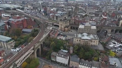 Explore Newcastle upon Tyne's stunning skyline and vibrant city life Stock Footage 296010432