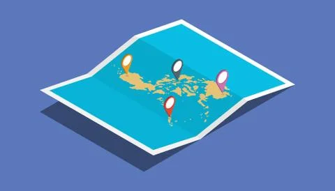 Explore philippines nation with maps pin tag location with isometric 3d style Stock Illustration