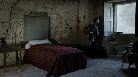 Explore a quiet room with unique style and historic details at an old house Stock Footage 327966527