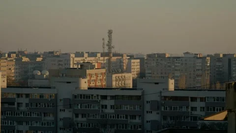 Explore the rooftops of Bucharest showcasing diverse cityscape and architecture Stock Footage 302925771