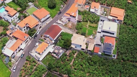 Explore the scenic drone view of Madeira's lush countryside and homes Stock-Footage 322927087