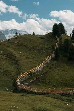 Explore the Scenic Pathway nestled within the remarkable Dolomites A Tranquil Stock Photos