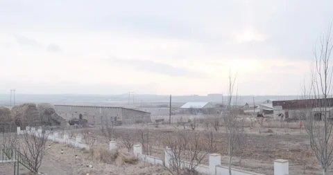 Explore the serene winter landscape of an Armenian village adorned with massive Stock Footage 252467667