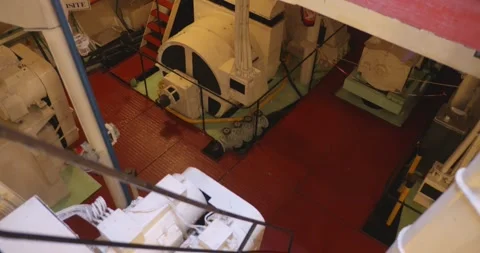 Explore Ship Machinery at La Rochelle Museum's Engine Room Exhibit Stock Footage 328389450