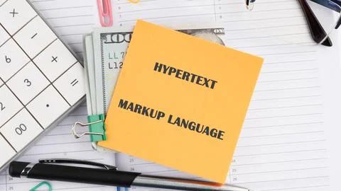 Explore the significance of hypertext markup language in business technology  스톡 사진